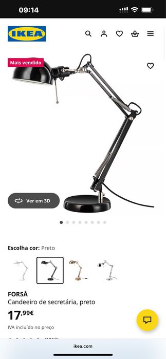 Candeeiro secretária