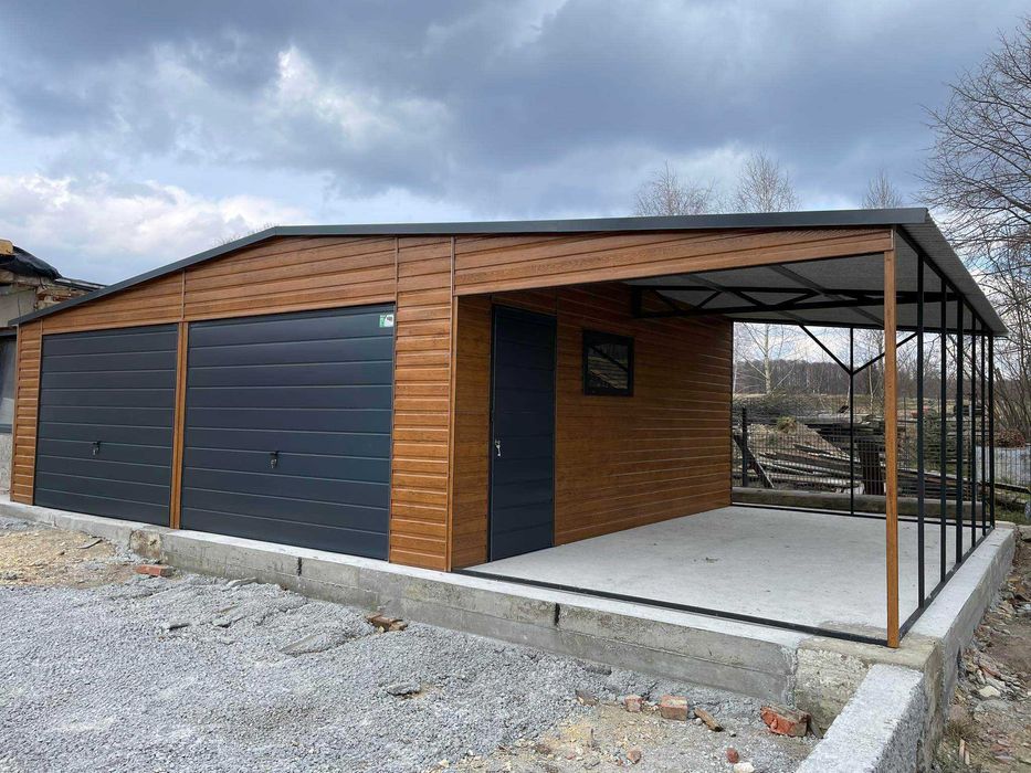 Garaż blaszany wiata Wzmocniony PROFILAMI. Producent SZYBKA REALIZACJA