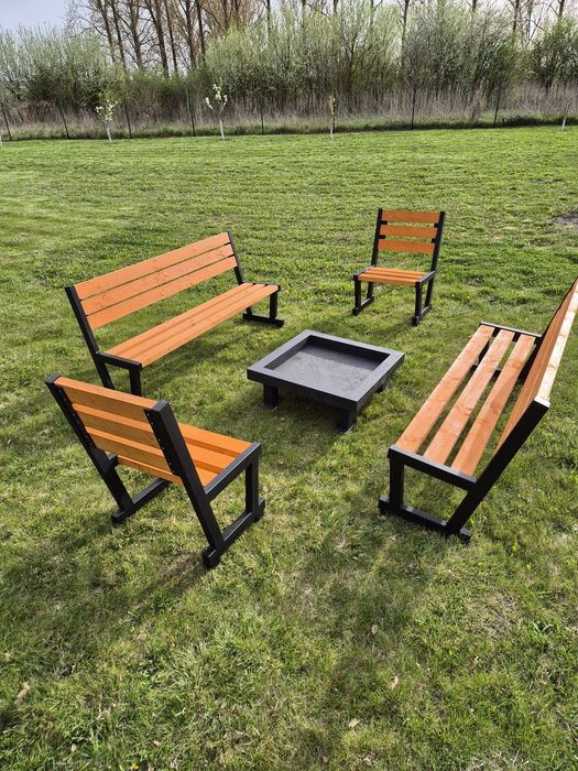 Meble ogrodowe ławki stoły krzesła paleniska 5mm z rusztem lub bez