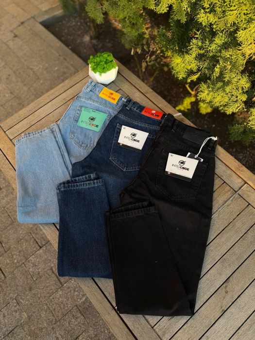 Джинси MOM чоловічі чорні прямі джинси без брендові джинсы MOM