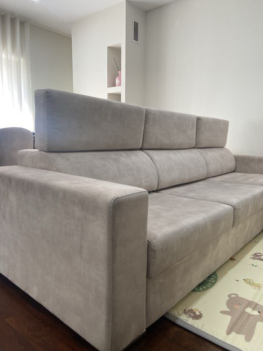 Sofa chaise long com encostos e assentos regulaveis - beje