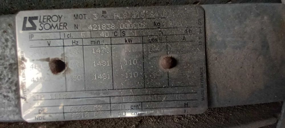 Silnik elektryczny  Leroy Somer 110kW 1480 obr