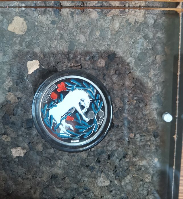 Moeda em  prata proof "Unicórnio"