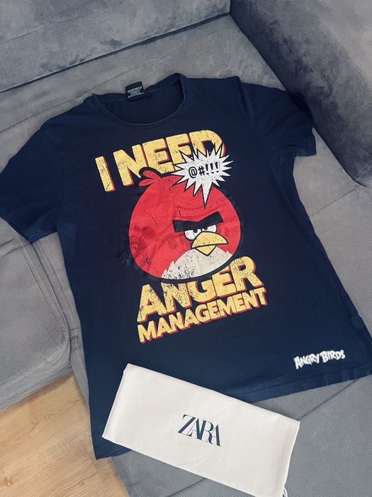 Granatowy t-shirt meski rozm XL angry birds