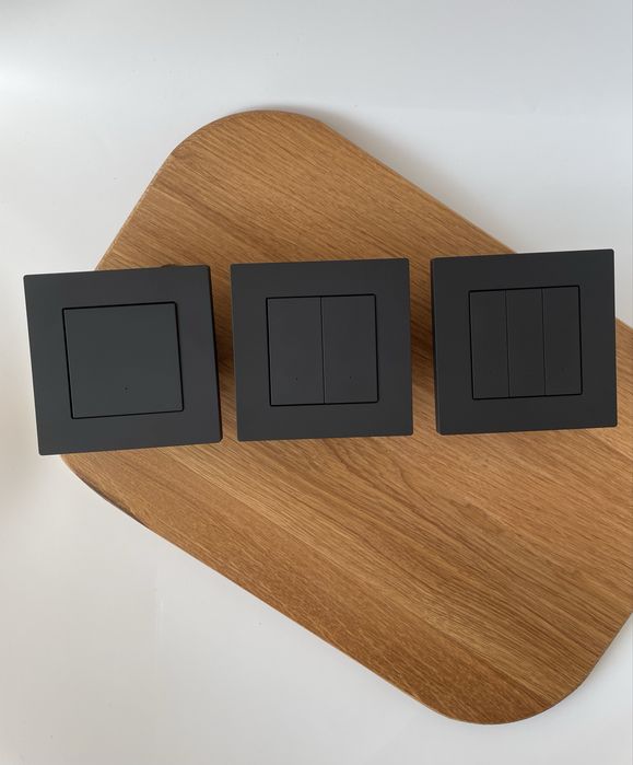Вимикач чорний матовий Zigbee, розумний смарт вимикач дротовий