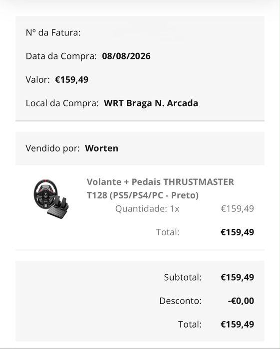 Volante + pedais THRUSTMASTER (ps4/ps5/pc)