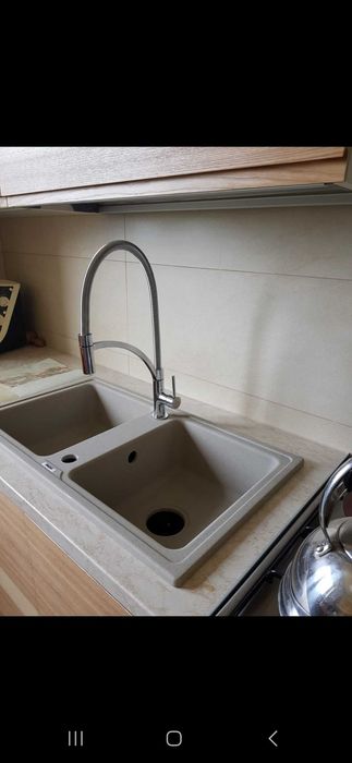 Iceberg zlewozmywak zlew dwukomorowy piasek piaskowy jasny