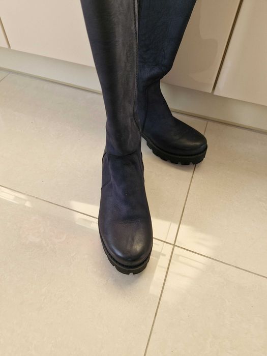 Kozaki granatowe skórzane rozm.38