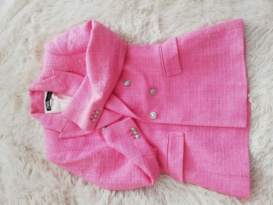 marynarka Zara s 36 tweedowa marynarka Zara s 36 róż nowa