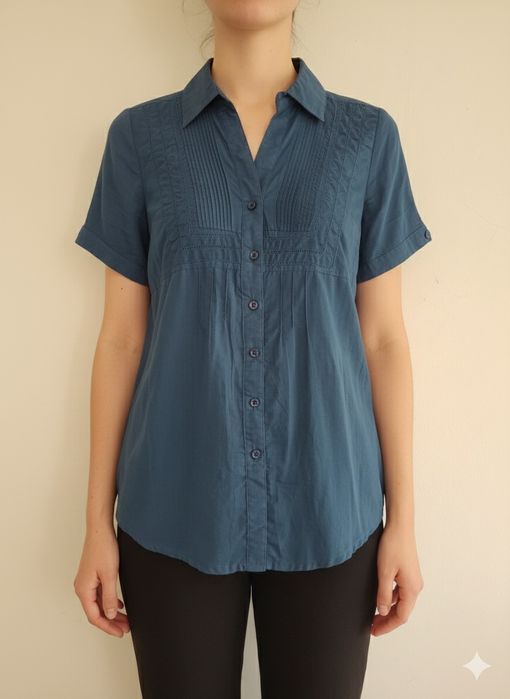 Blusa azul com bordado - Eternas Novidades - Tamanho S