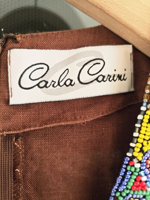 Sukienka lniana vintage premium włoska r.38 etno elegancka