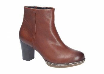 Gabor Botki damskie - Słupek 6,5 cm, na zamek - r 35 - Brązowa skóra