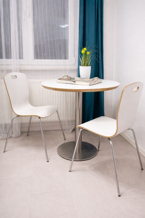 Stolik okrągły + 2 krzesła nowoczesny zestaw do kuchni lub jadalni