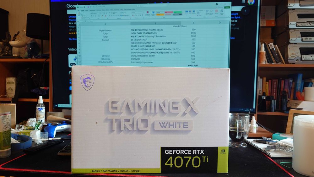 CORE I7-8086K 5Ghz, MSI RTX 4070 Ti Gaming X Trio White 12GB, 16GB