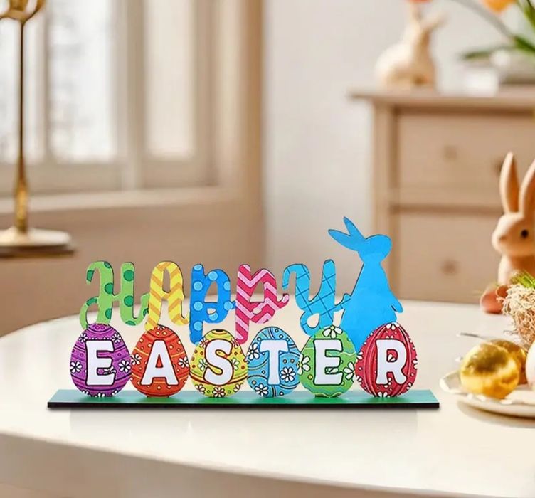 Placa de Madeira - Happy Easter / Feliz Pascoa