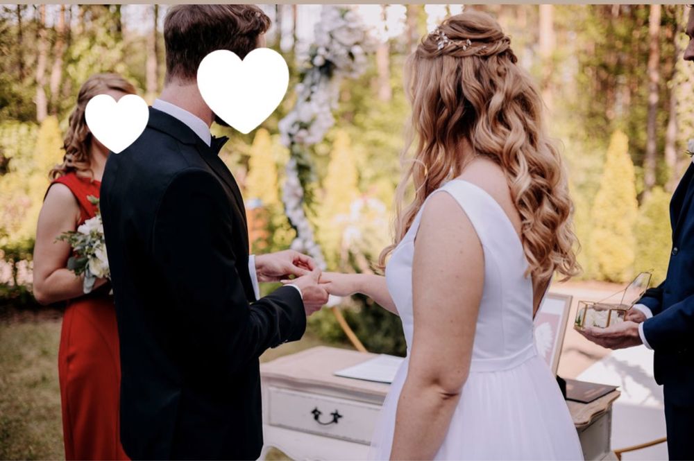 Biała, klasyczna suknia ślubna, tiul  L / XL 178cm i mniej