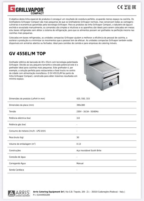 Grelhador Elétrico ARRIS