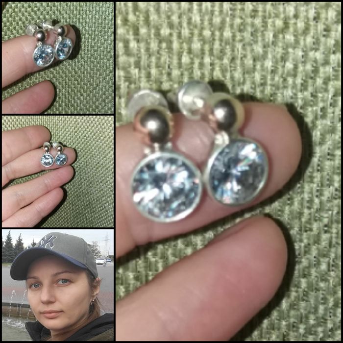 Серебро 925 золото серьги пусеты