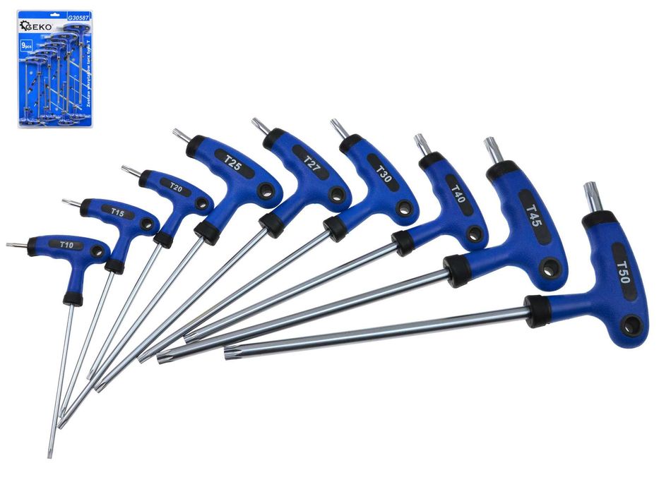 Набір T-подібних викруток Torx з 9 шт Geko G30587 T10-T50