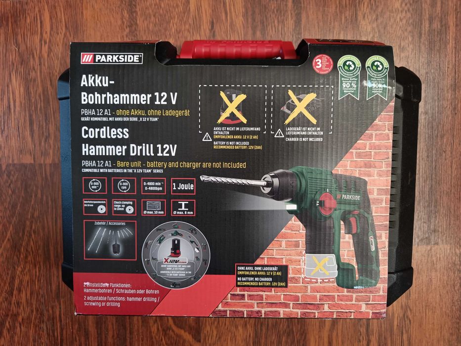 NOWA Akumulatorowa młotowiertarka PARKSIDE 12 V PBHA 12 A1