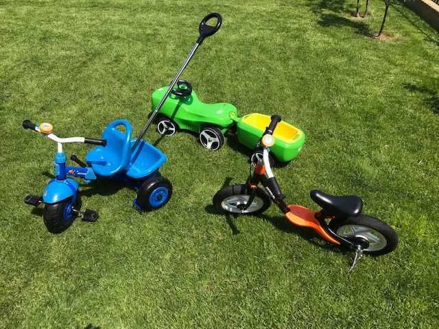 Rowery Kettler-a + samochodzik z przyczepką + kosiarka - 4 pojazdy