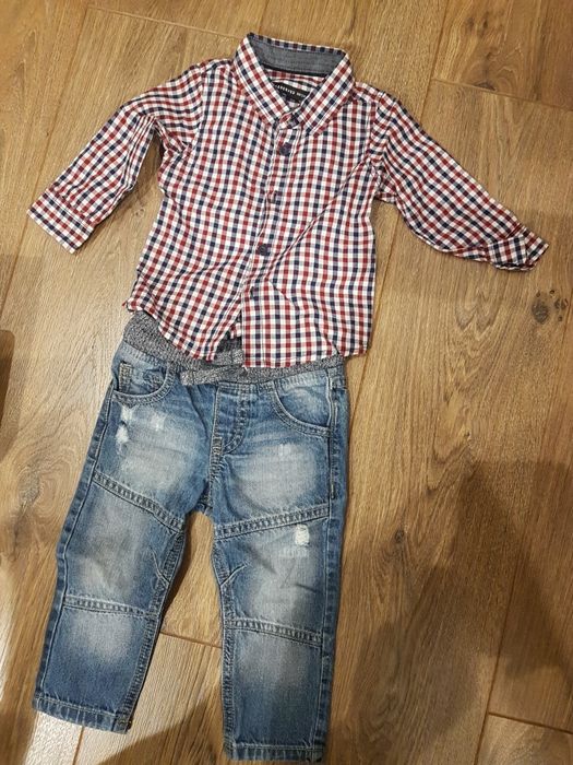 Super zestaw dla chłopca święta 68 reserved koszula krata jeansy f&f