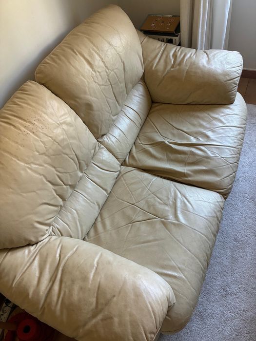 2 sofas pele Divani & Divani creme