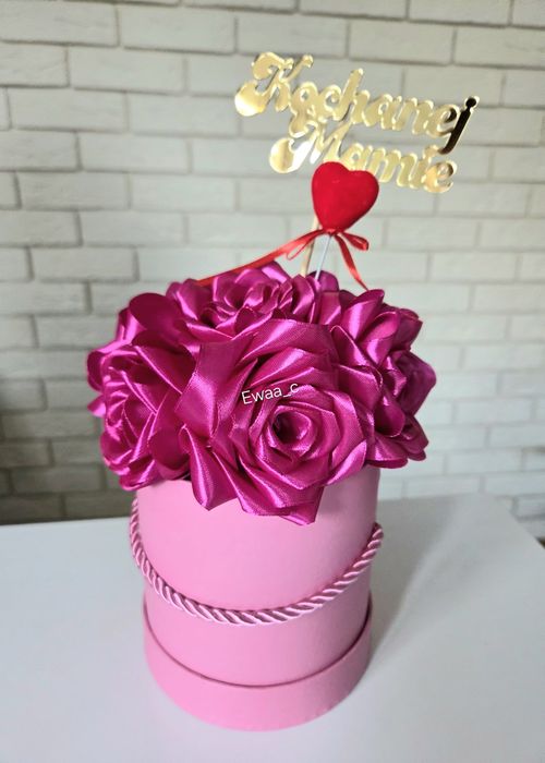 Flower Box „Kochanej Mamie”  Pudrowe róże handmade | Elegancki prezent dla mamy
