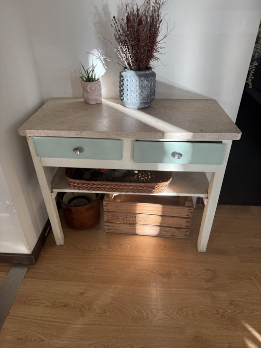 mesa consola ou aparador antigo com tampo de mármore