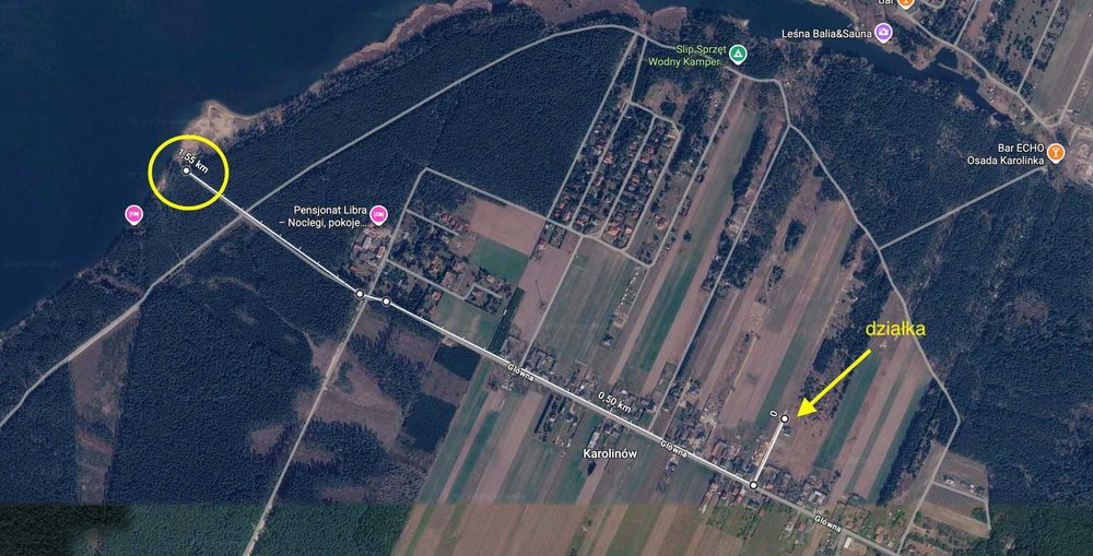 Działka budowlana z warunkami zabudowy w Karolinów nad Zalewem Sulejowskim