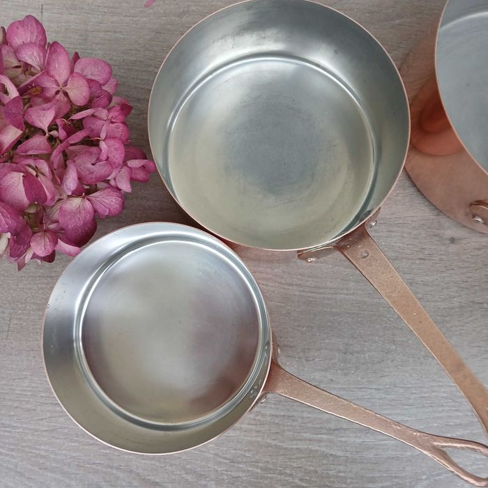 Miedziany garnek miedziane rondle komplet 4szt - sygnowane