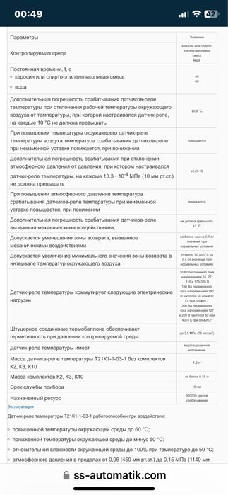 Датчик-реле температуры Т21К1-1-03-1