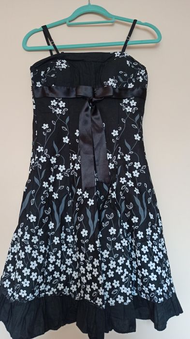 sukienka japan style 36 S ze stanikiem bawełna elastan falbanki