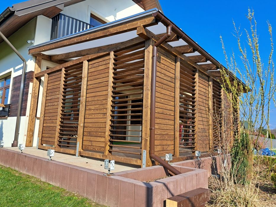 Zadaszenia tarasów wiaty pergole zabudowa tarasu taras drewniany