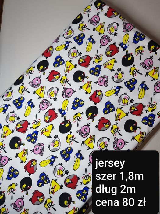 Jersey bawełna z elastanem, angry birds
