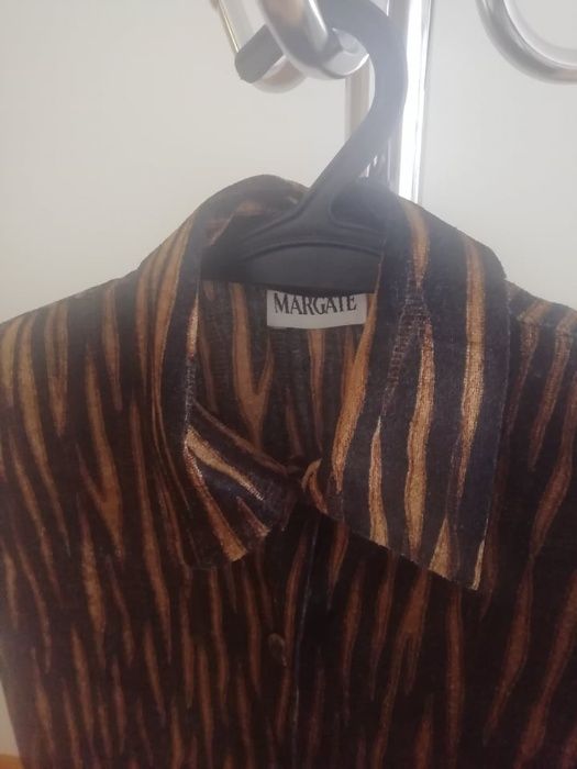 Blusa de Senhora Castanha e Preta de Manga Comprida Margate Tam L Usad