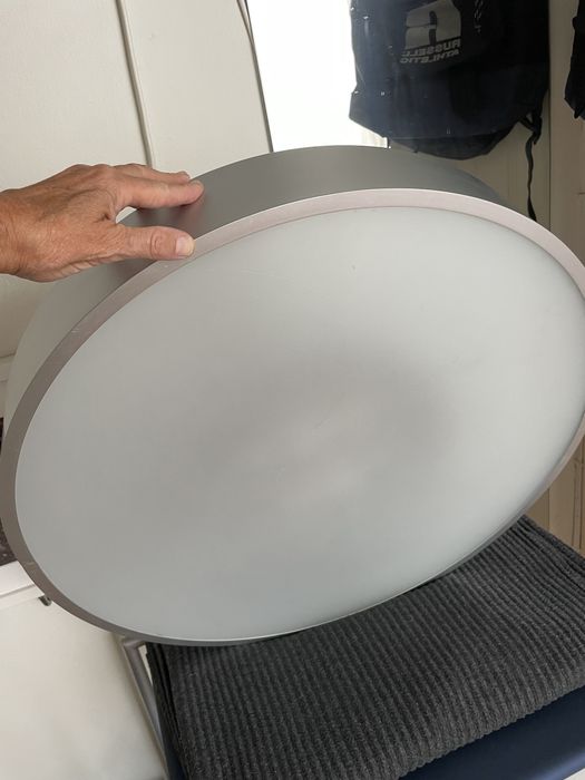 Candeeiro de suspensão diametro 60cm aluminio e vidro satinado