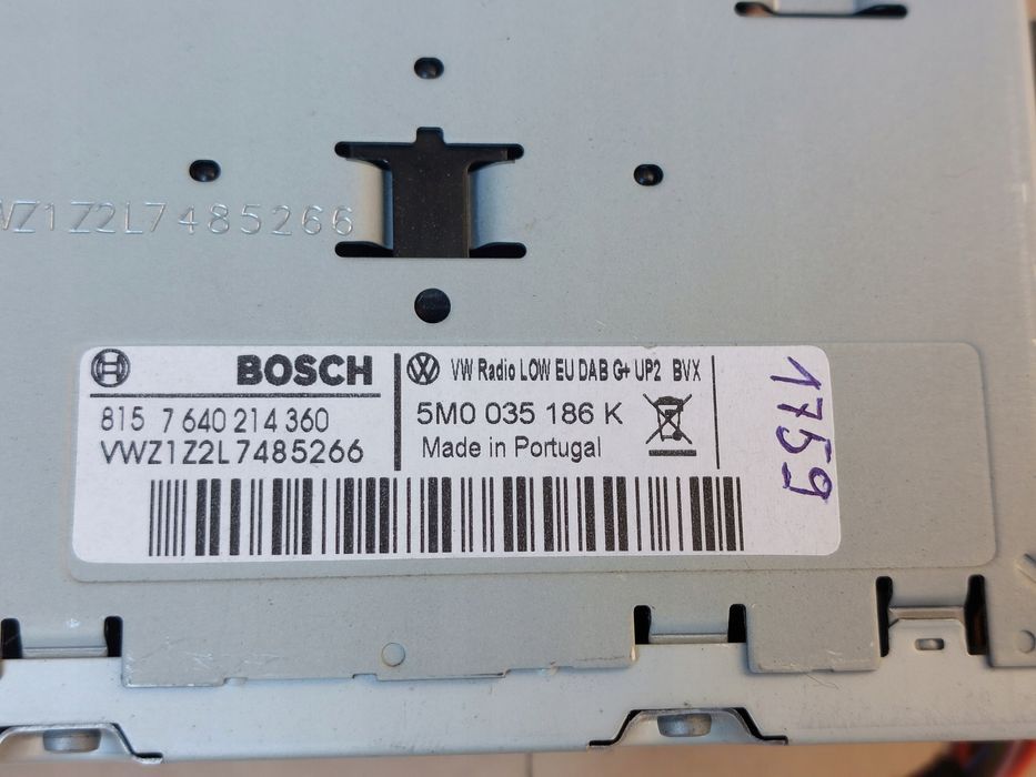 radio cd low eu dab g+ bvx volkswagen 5m0035186k + kod golf passat tou