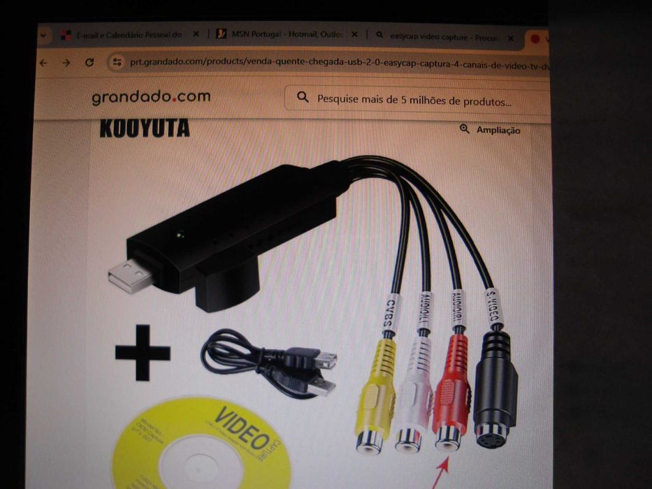 Adaptador de captura de canais de vídeo TV, DVD, VHS e DVR