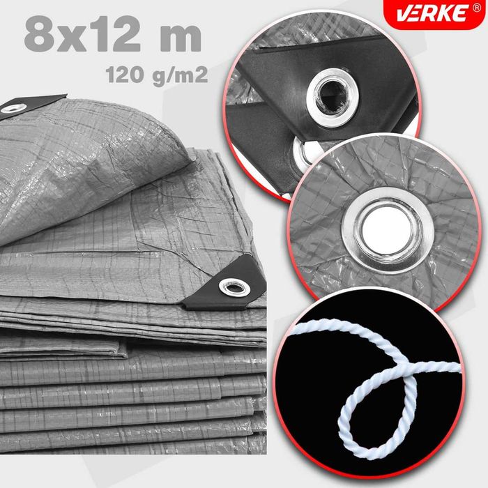 Plandeka płachta ochronna PE 8x12m 120g MOCNA GRUBA UNIWERSALNA