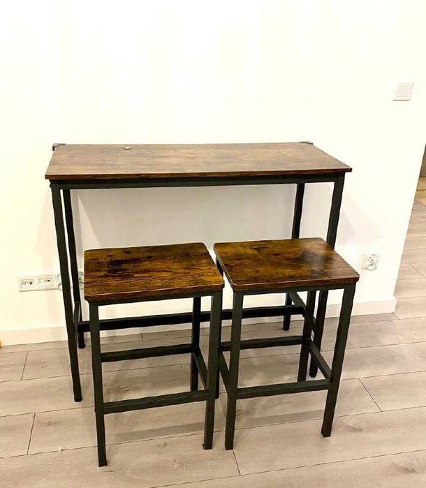 Stół barowy i 2 krzesła-stołki barowe  LOFT (zestaw)