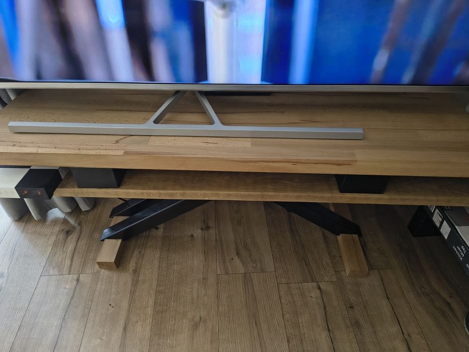 Stolik RTV 120 cm Klejone Drewno + Stal 50×50 | Loft