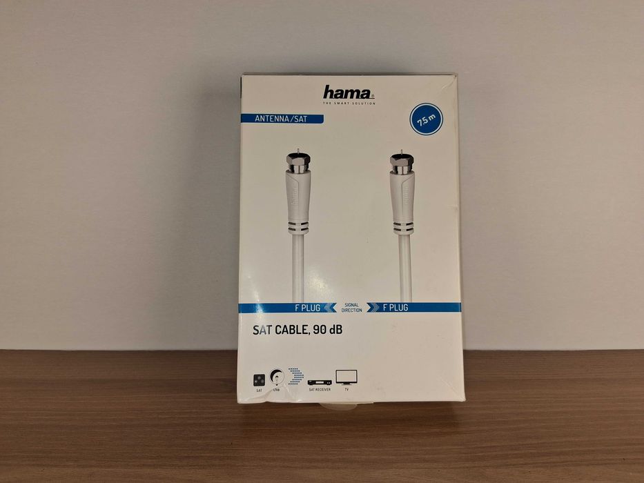 N019 Hama Kabel Antenowy SAT 7.5m Wtyk F 90dB Wysoka Jakość