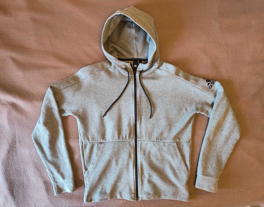 Худі Adidas (M) Athletics ID Heathered Full-Zip Hoodie Оригінал сірий