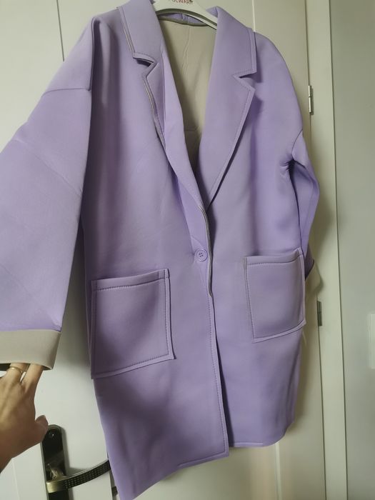 HIT wiosna!!! PŁASZCZYK płaszcz OVERSIZE fiolet lila NOWY