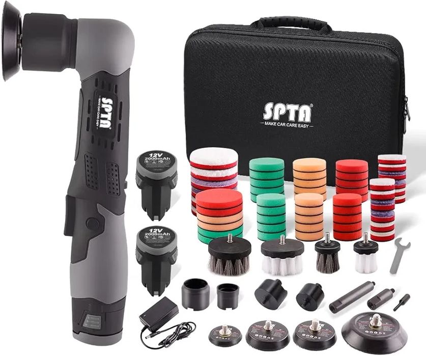 SPTA 12V mini polerka samochodowa akumulatorowa 4500 obr/min 3 cala polerowanie car detailing szlifierka na baterie