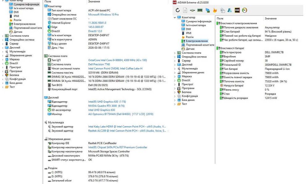 ТОП! Ігровий DELL Precision 7740|i9-9880Н|32GB|512GB|RTX3000|17.3"FHD