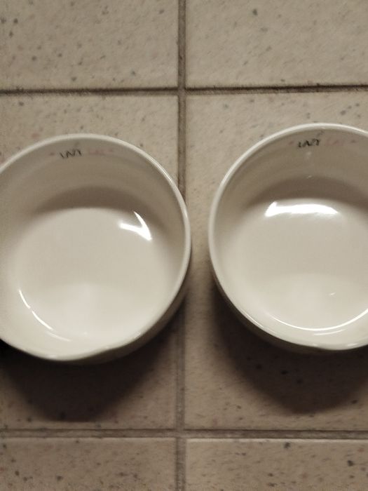 Nowe białe ceramiczne miski dla kota