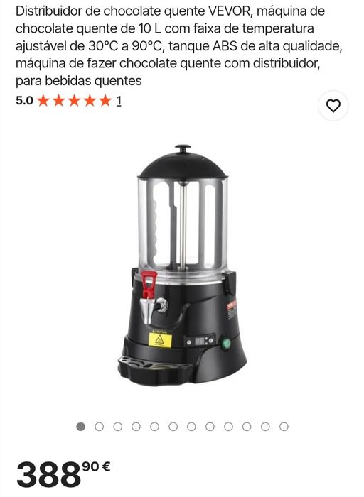Distribuidor de chocolate quente VEVOR, máquina de chocolate quente de 10 L com faixa de temperatura ajustável, tanque ABS