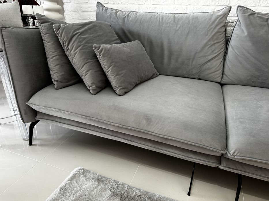 Kanapa sofa welur szara